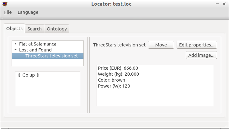 Example object selected